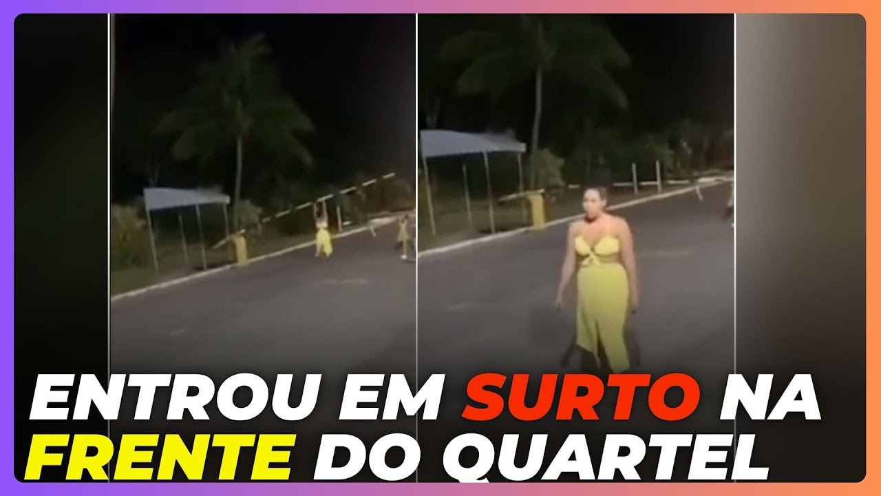 Mulher entra em surto na frente de um quartel e crianças choram pedindo que ela não as deixe ali