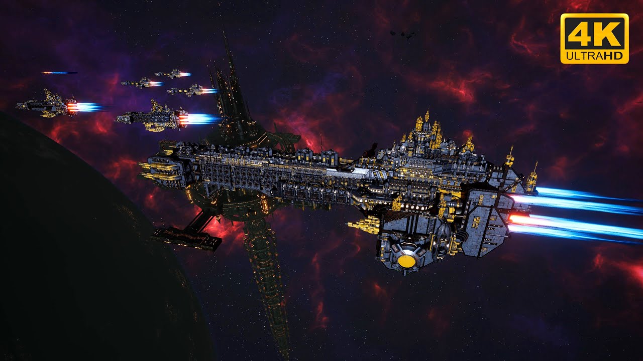 Space Wolves vs Orks - Skalgrim Mod - 4K Quality - Battlefleet Gothic Armada 2