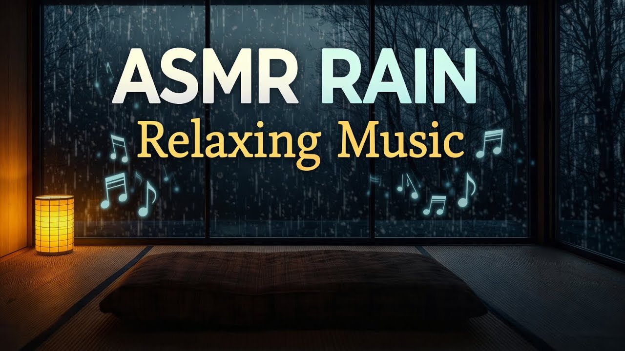 Heavy Rain ASMR with Relaxing Music – Deep Sleep & Calm Night Ambience