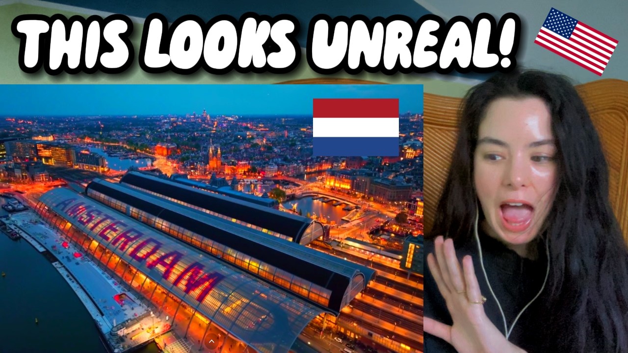 American Girl Reacts to Amsterdam From Air!