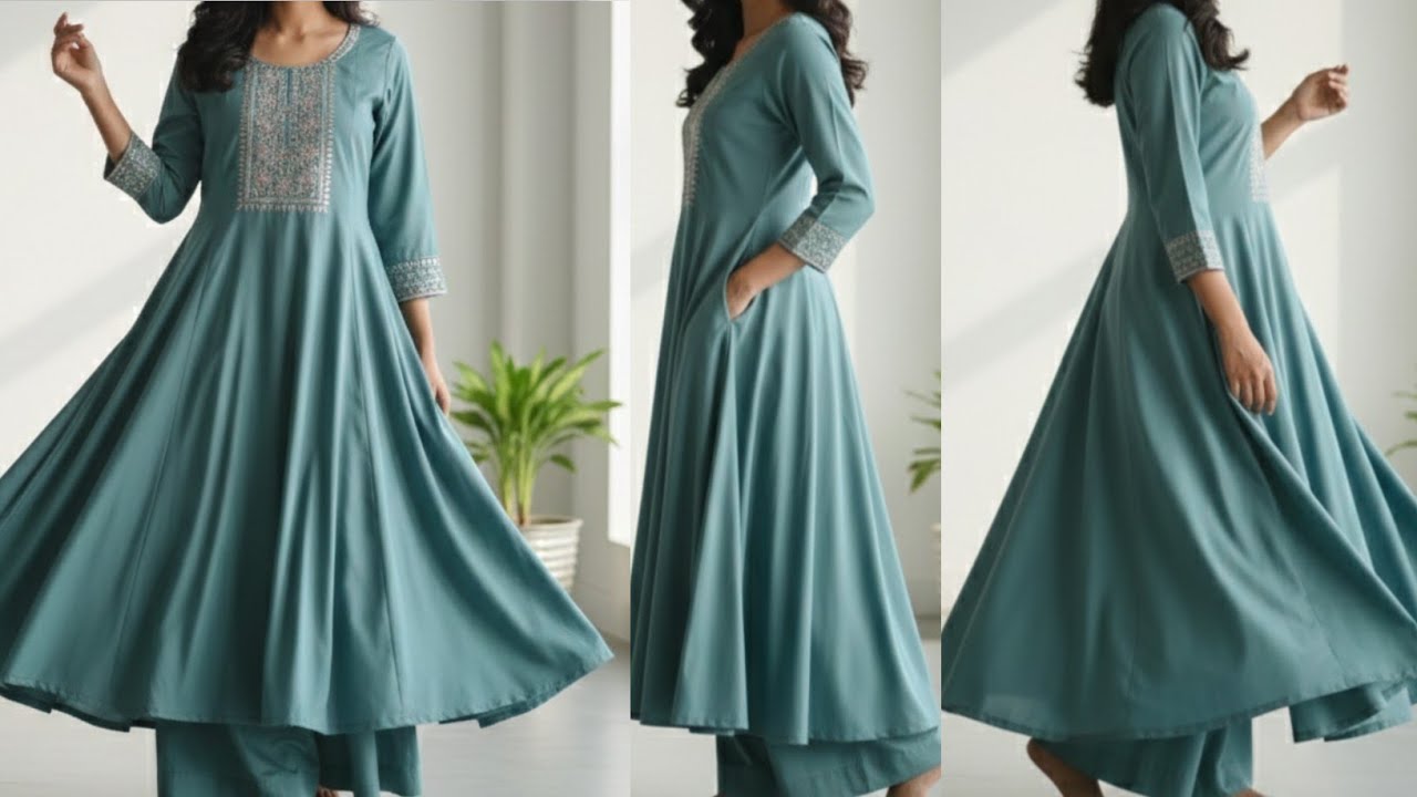 Trending Full flared panel kurti cutting and stitching for beginners| 6 panel kurta cutting tutorial