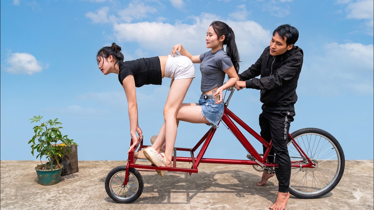 No One Can Believe It! A Girl Builds an Extremely Unique Cargo Transport Bicycle #diy 
