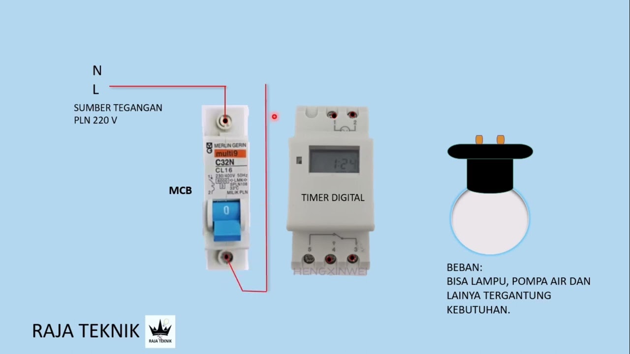 Cara pasang timer digital, rangkaian timer digital
