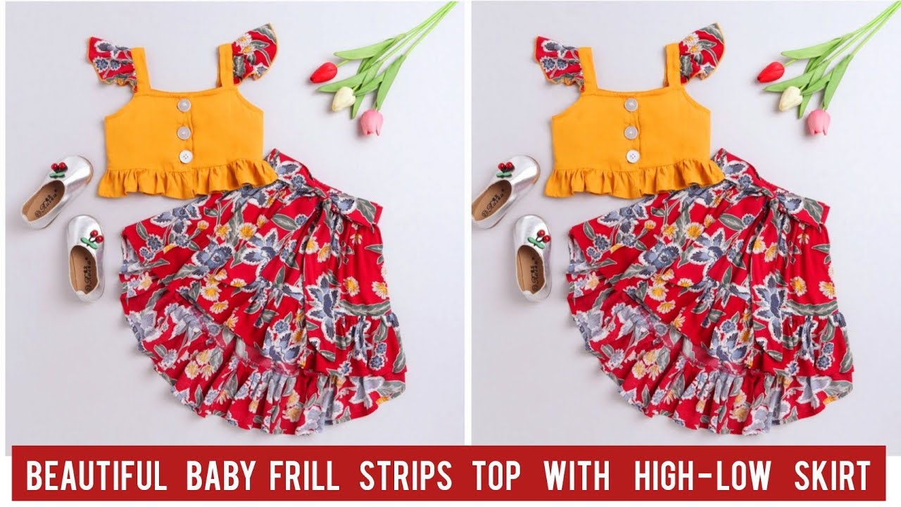 Baby Top With High-Low Skirt Cutting and Stitching/3-4 Year Baby Dress Design