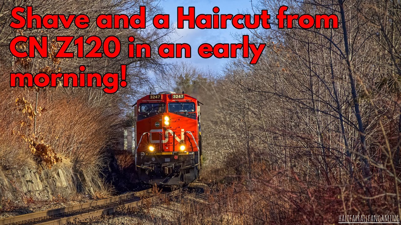 Shave and a Haircut! CN 3247 Leads a CN Z120 at Bedford, NS.