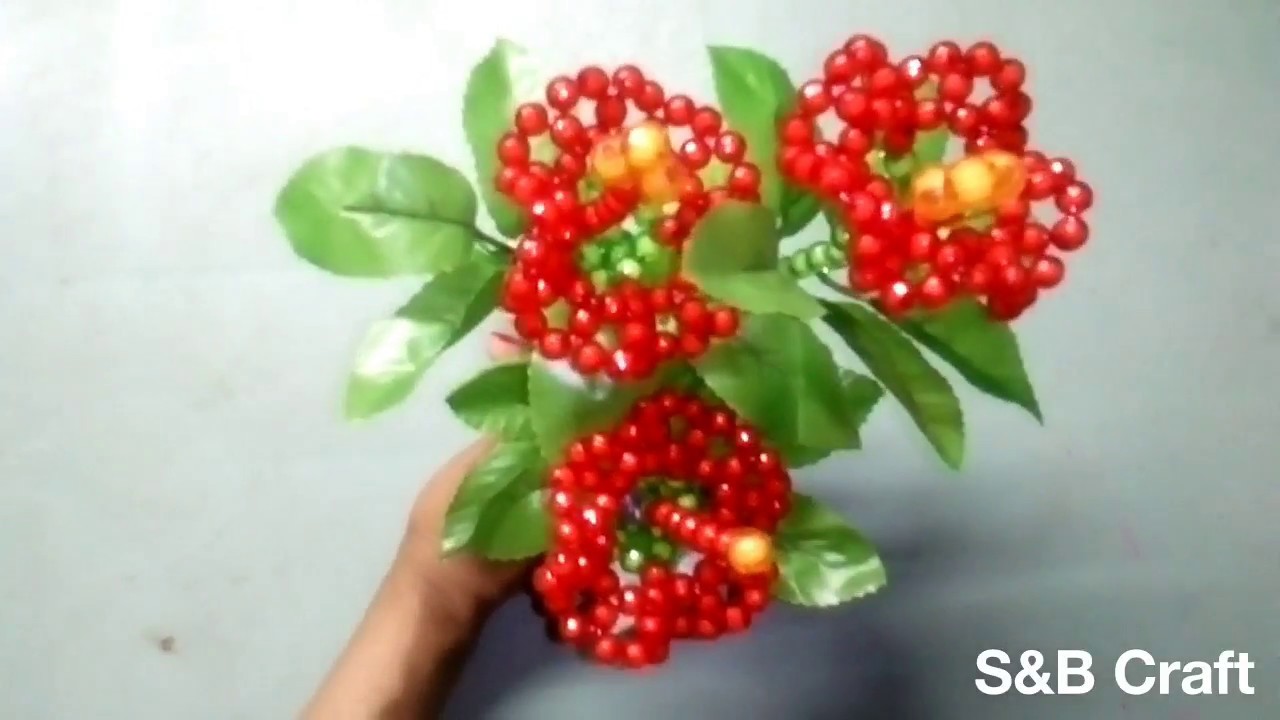 How to make Beaded Flower Bouquet. (জবা ফুলের তোড়া তৈরি)