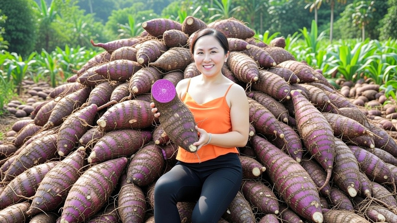 Harvesting Rare Purple Yams to Sell at the Local Market | Emma Daily Life