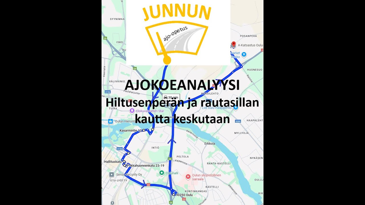 Junnun ajo-opetus -ajokoeanalyysi - Hiltusenper&auml;n ja rautasillan kautta keskustaan (kommenttiraita)