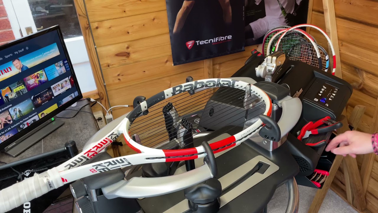 Babolat Pure Strike 100 tennis racket stringing with RPM Blast