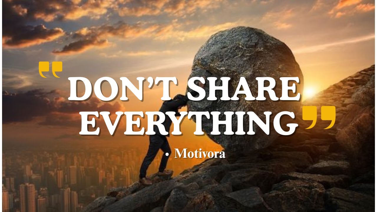 Don't Share Everything | A powerful message that will change your life !