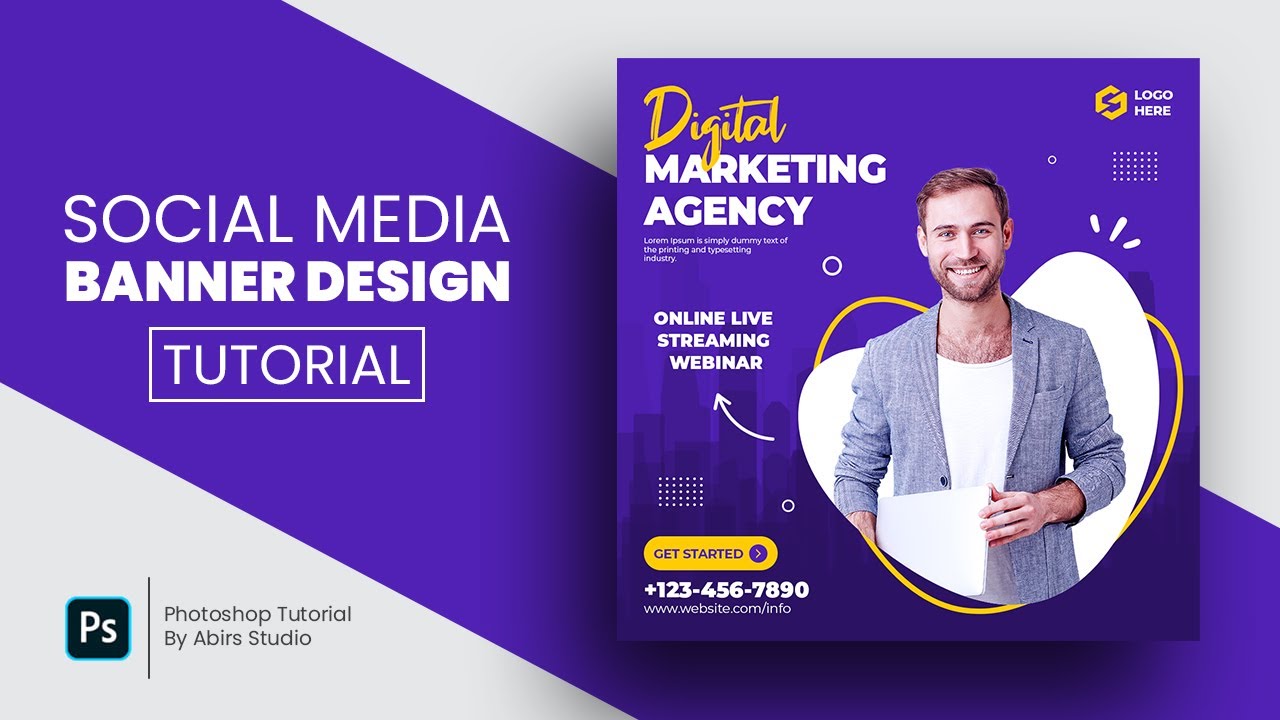 Digital Marketing Agency Social Media Post and Square Flyer Design | Photoshop Tutorial