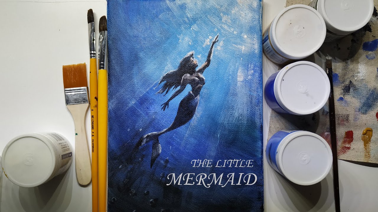 How to paint The little Mermaid. /acrylic art for beginners. /Acrylic painting tutorial.