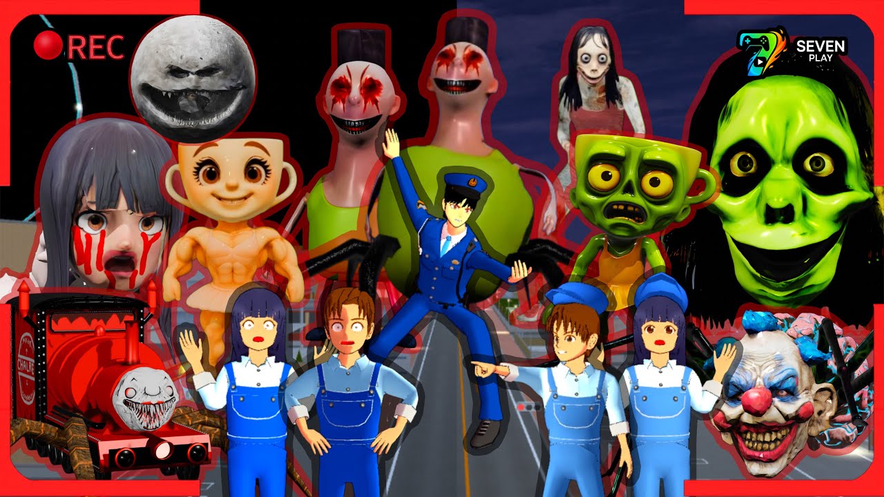 CCTV Rekam Semua Pasukan ANOMALI HAMOOD HABIBI Menyerang Polisi Yuta & Mio | SAKURA SCHOOL SIMULATOR