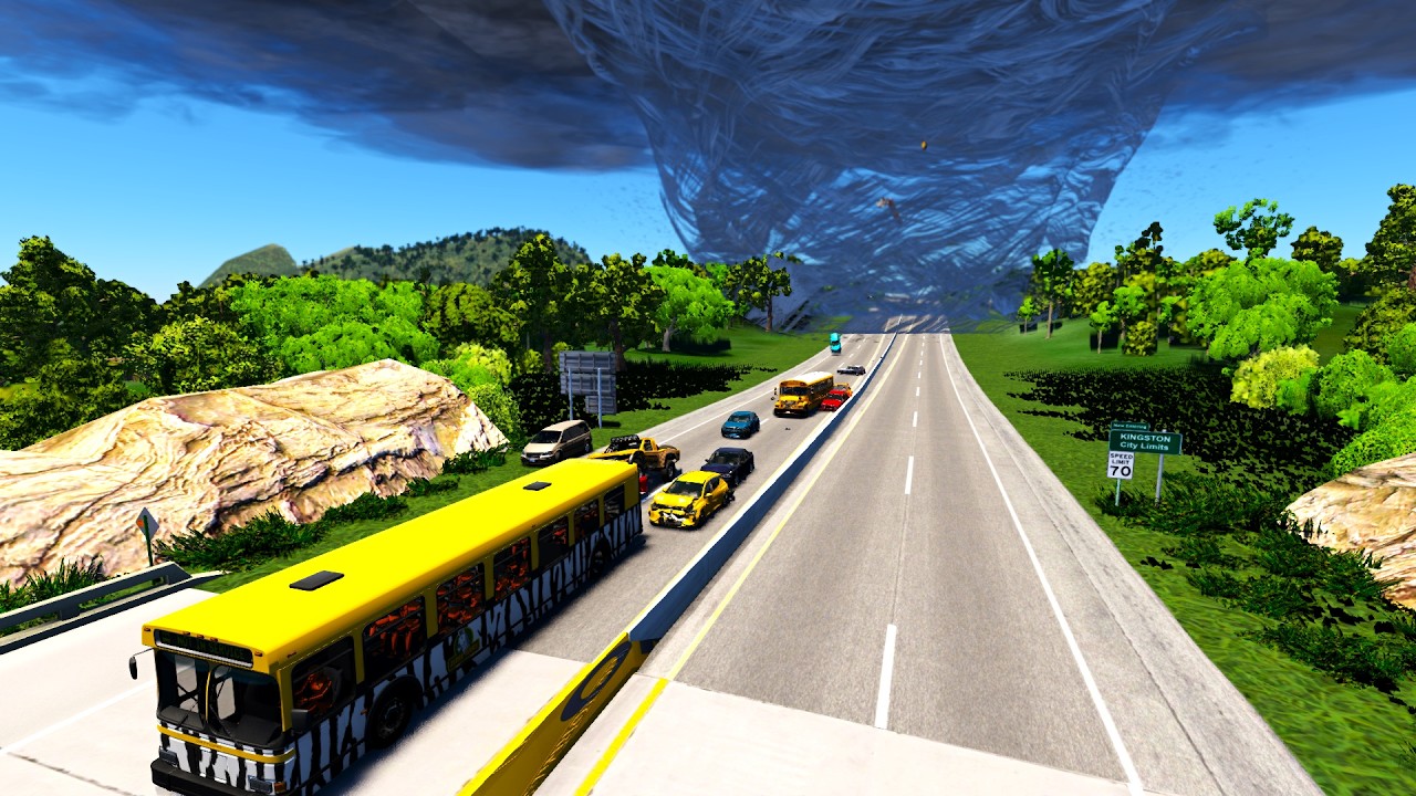Chased by a tornado, car completely swept away 😱 || BeamNG.drive