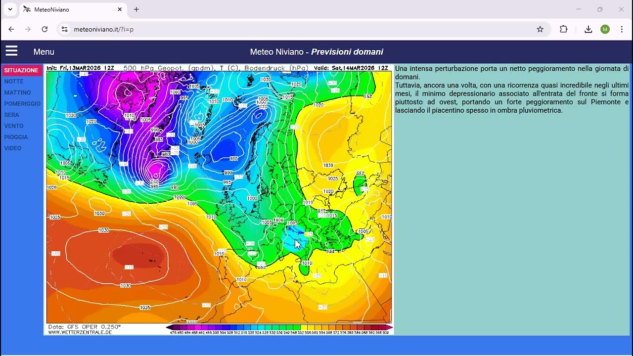 Previsioni meteo per il 14 marzo 2026