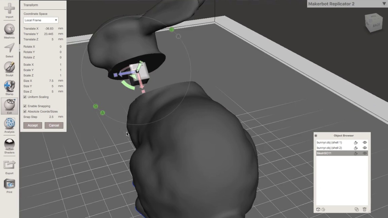 Criando encaixes para peça stl obj para impressão 3d