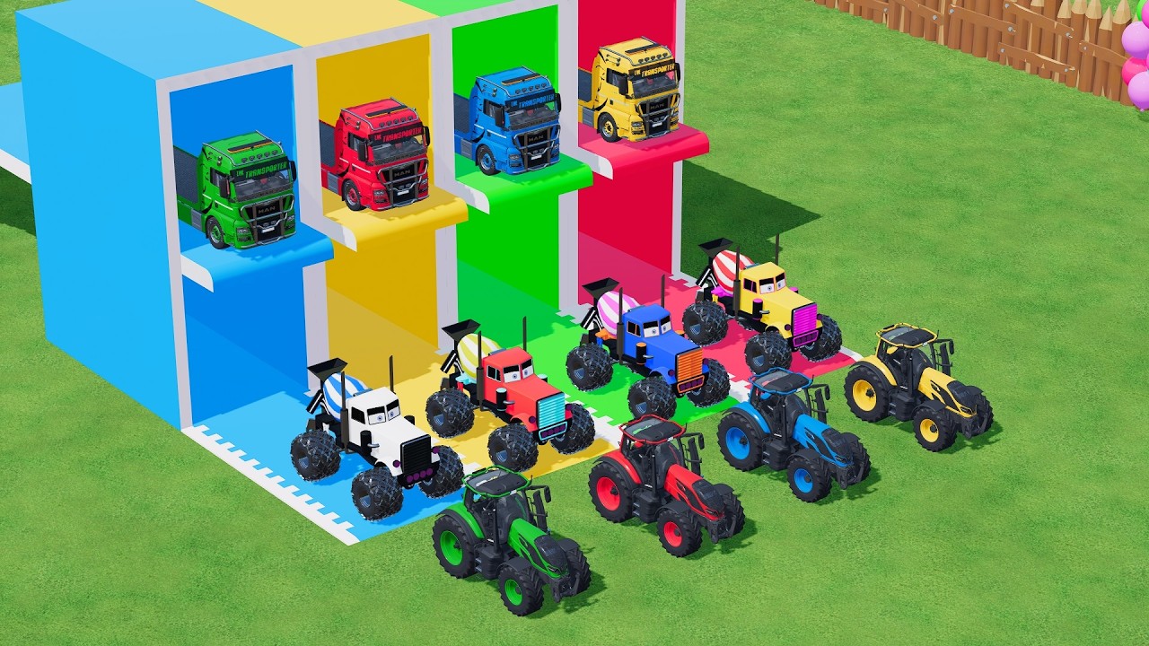 Garage with Colors   ALL MIXER TRUCK WITH DOUBLE FLATBED TRAILER TRUCK, IVECO, MONSTER MIXER