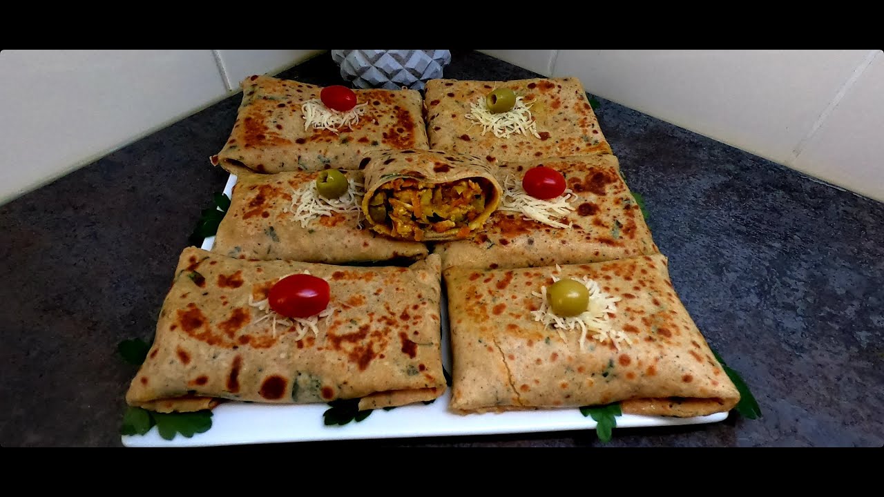كريب مالح بدقيق القمح معمر بالدجاج و الخضار سهل و سريع التحضير رائع شكلا و مذاقا😋/Crêpe salée poulet