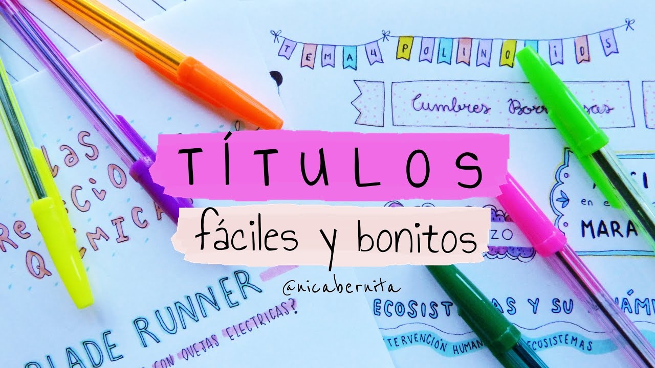 CÓMO HACER TÍTULOS BONITOS Y FÁCILES 🤓💜 IDEAS PARA DECORAR TUS APUNTES Y TRABAJOS 💛 TÍTULOS LARGO