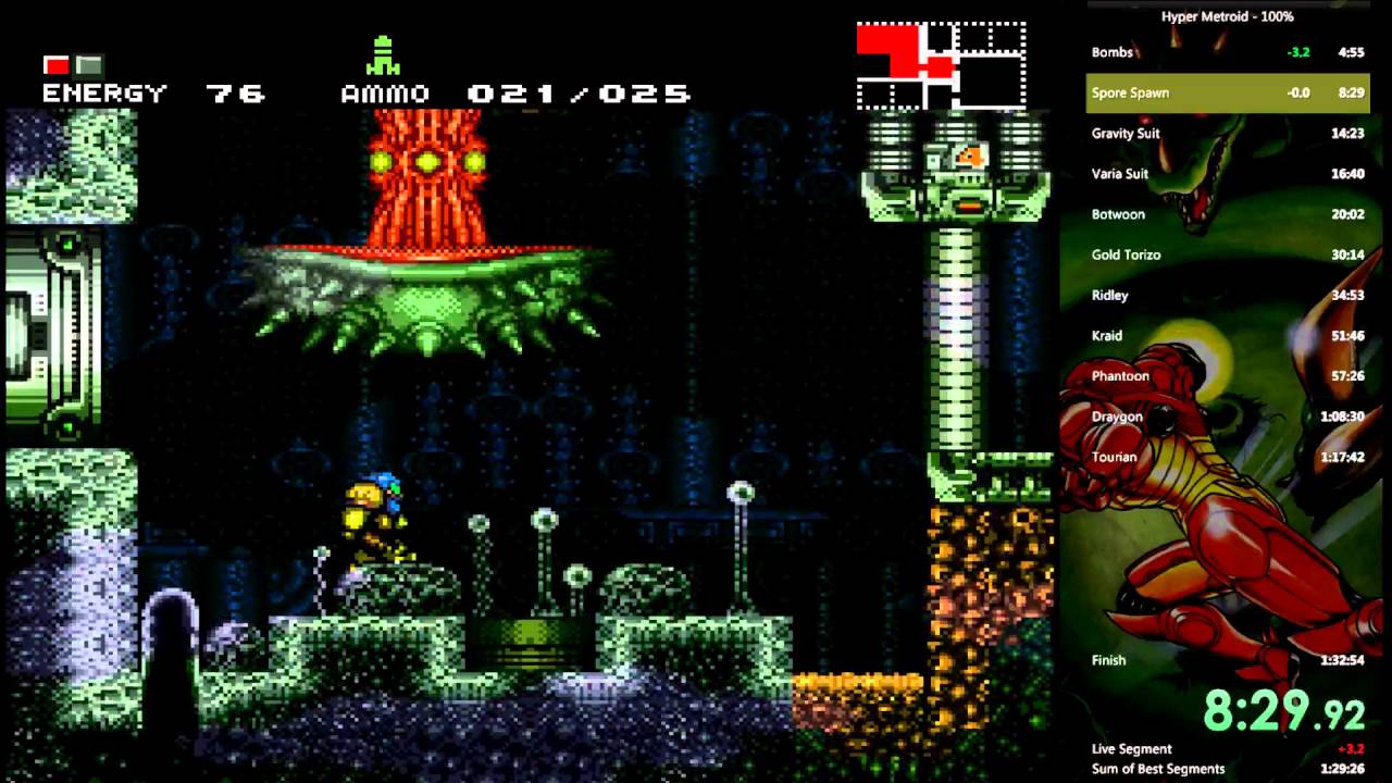 Hyper Metroid 100% Speedrun  - 1:29:09