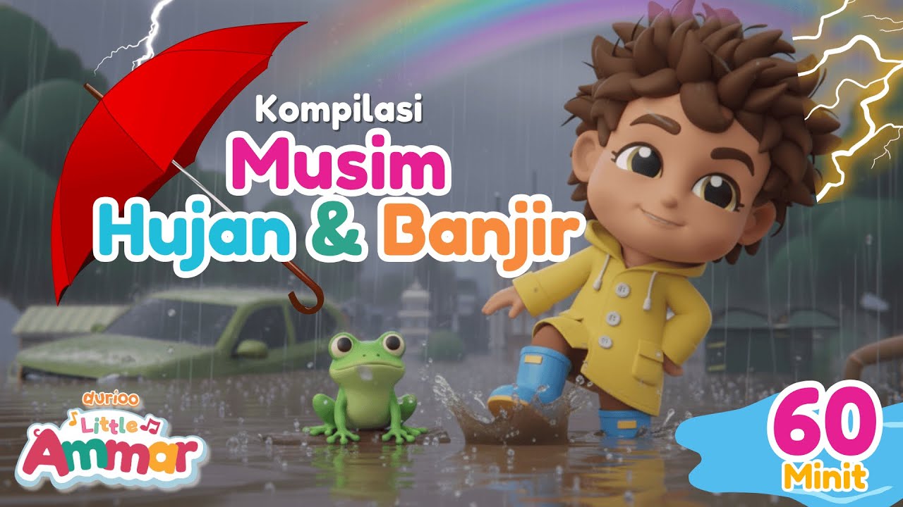 ⛈️ Musim Hujan & Banjir! Kompilasi Little Ammar 60 Minit | Durioo+ Dari Pengasas Omar & Hana