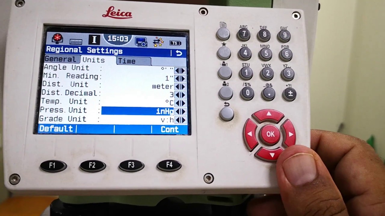 Regional Setting (General, Unit & Time) for Leica Total Station TS09 Plus in English