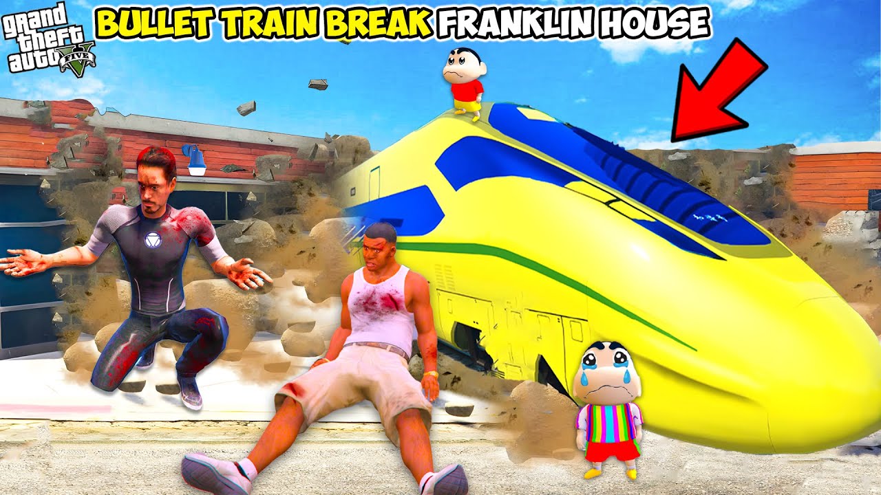 Franklin & Shinchan Find Bullet Train Stops In Front Of Franklin's House | GTA 5 AVENGERS