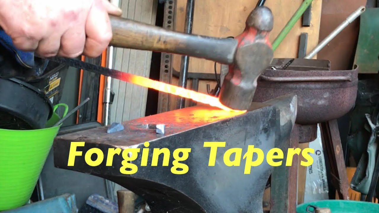 Beginner Blacksmithing forging tapers, Square tapers, round tapers