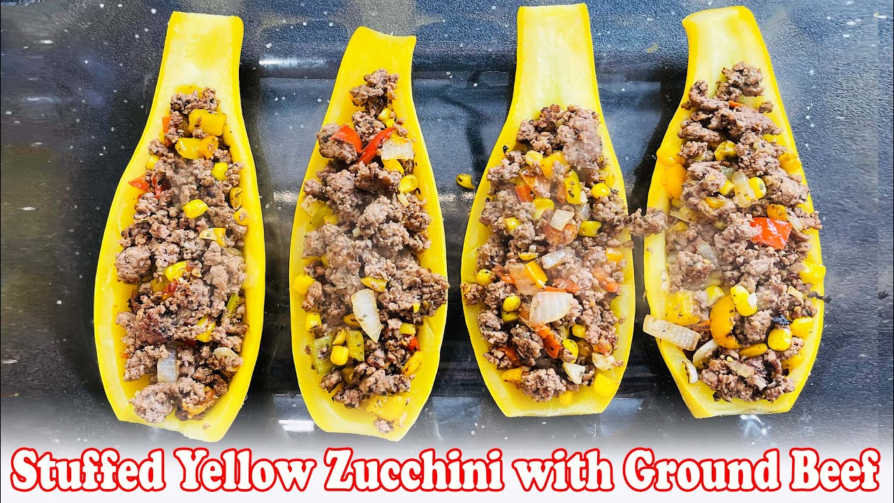 Stuffed Yellow Zucchini with ground beef