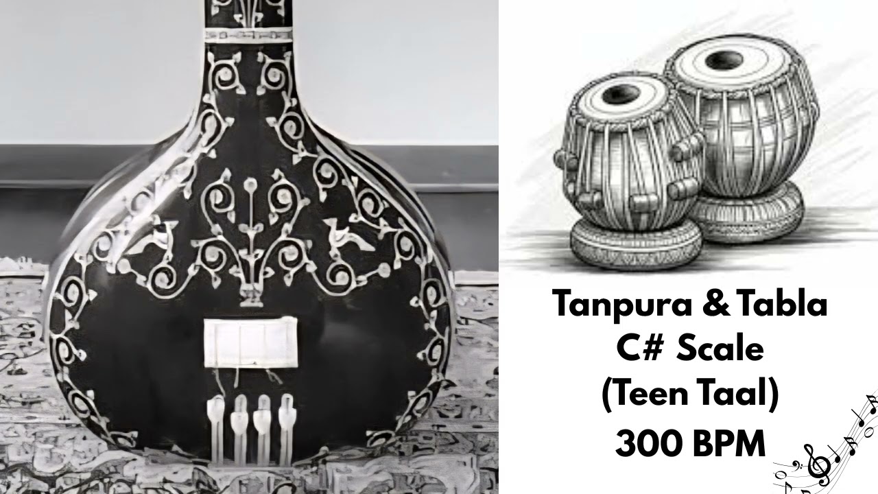 Tanpura & Tabla || Teen Taal 300 BPM || Scale C#