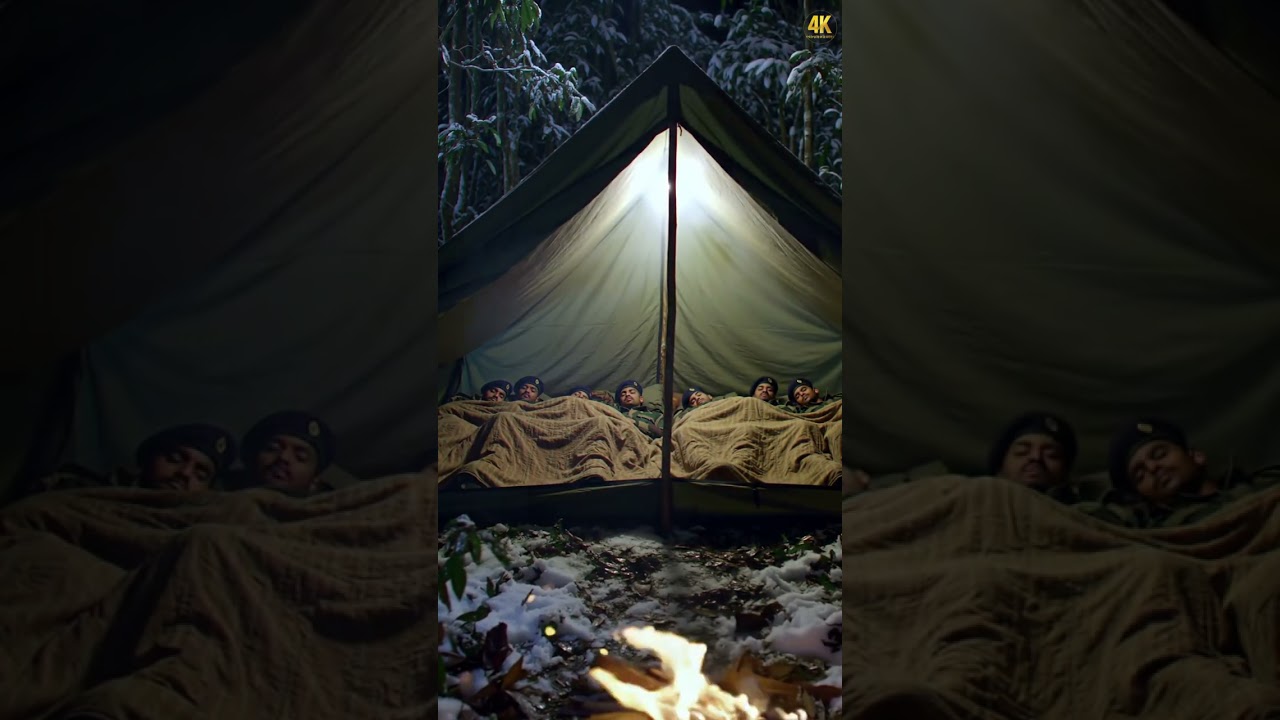 Real Army Soldiers sleeping in extreme cold in ⛺️tent house #army #trending
