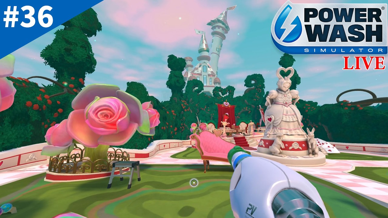#36【PowerWash Simulator（パワーウォッシュシミュレーター）】アリスの冒険の世界！ハートの女王の裁判所をお掃除！
