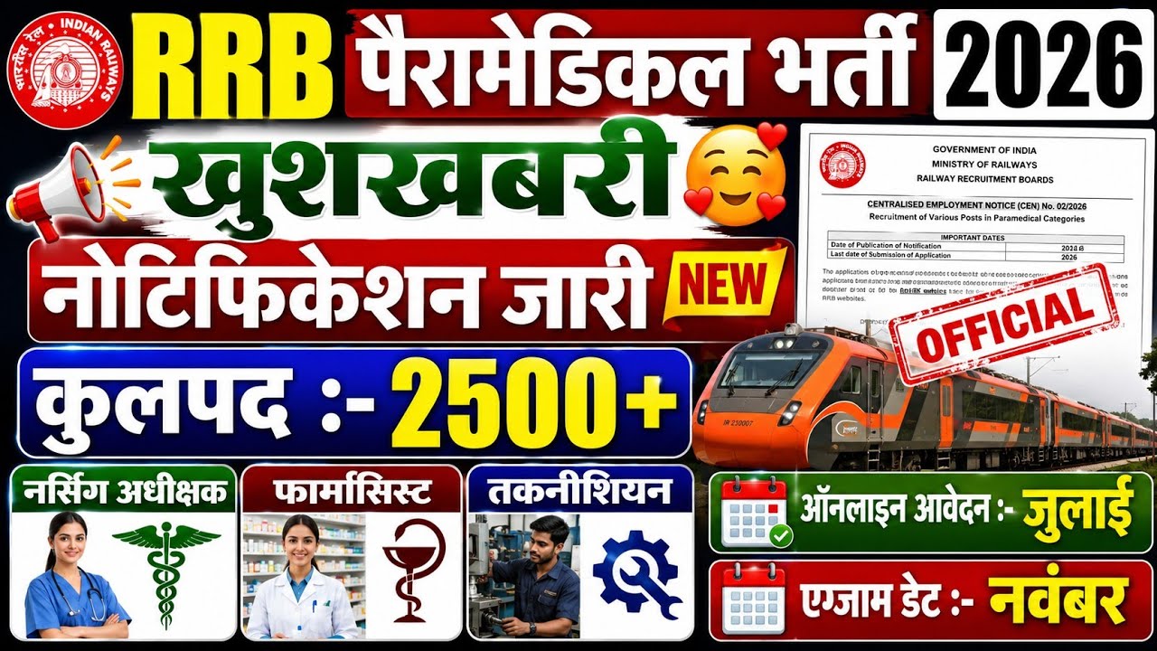 RRB PARAMEDICAL VACANCY 2026 | RAILWAY PHARMACIST VACANCY 2026 | RRB PHARMACIST VACANCY 2026 