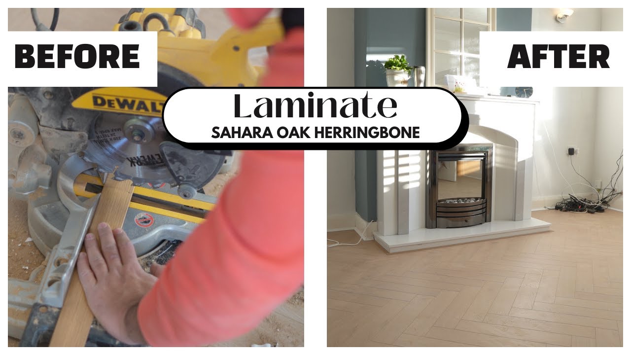 Installing Laminate Herringbone in Living Room & Hallway with Accessories | Flooring Makeover!