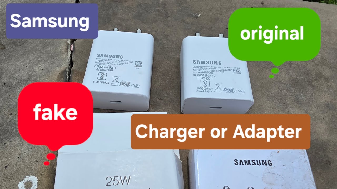 Samsung 25 Watt Original and fake charger difference 