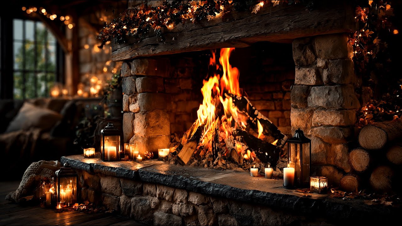 Cozy Rustic Fireplace 4K with Crackling Logs in a Relaxing Cabin Ambience for Insomnia Relief