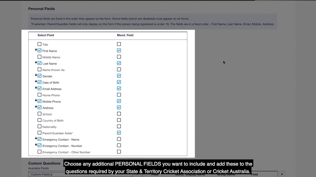 Online Registration: Registration form setup