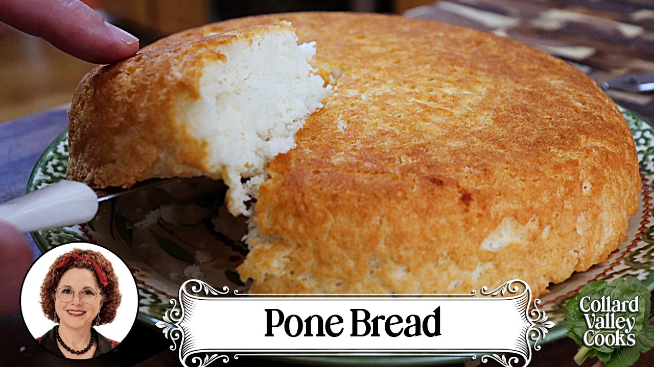 Old Fashioned Pone Bread - Hoe Cake Biscuit from Scratch - Breakfast w Fried Taters and Gravy