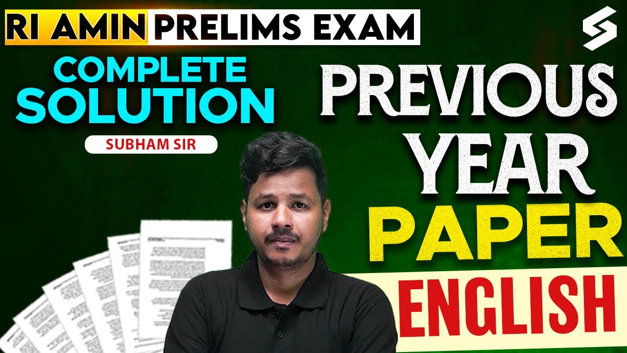 English for RI, ARI, AMIN Exam | RI AMIN Prelims PYQs  I Shubham Sir