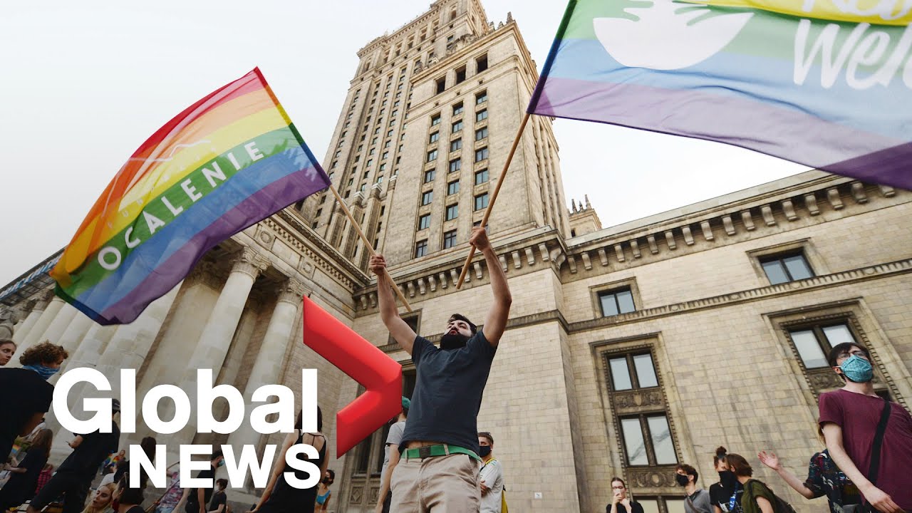 People in Poland protest to support arrested LGBTQ activist