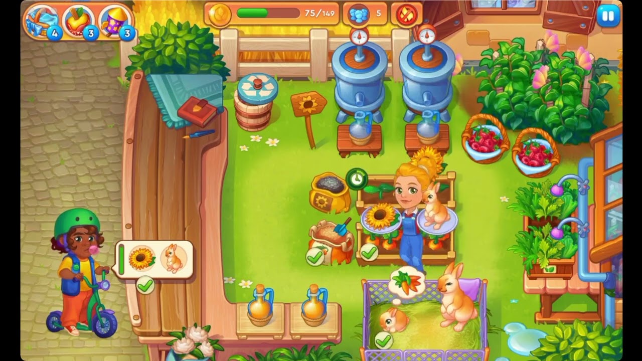 Farming Fever Cooking Games - Level 104 🍎🌻🫐 - No Boosters - FULL STORY - CaroGamesNL