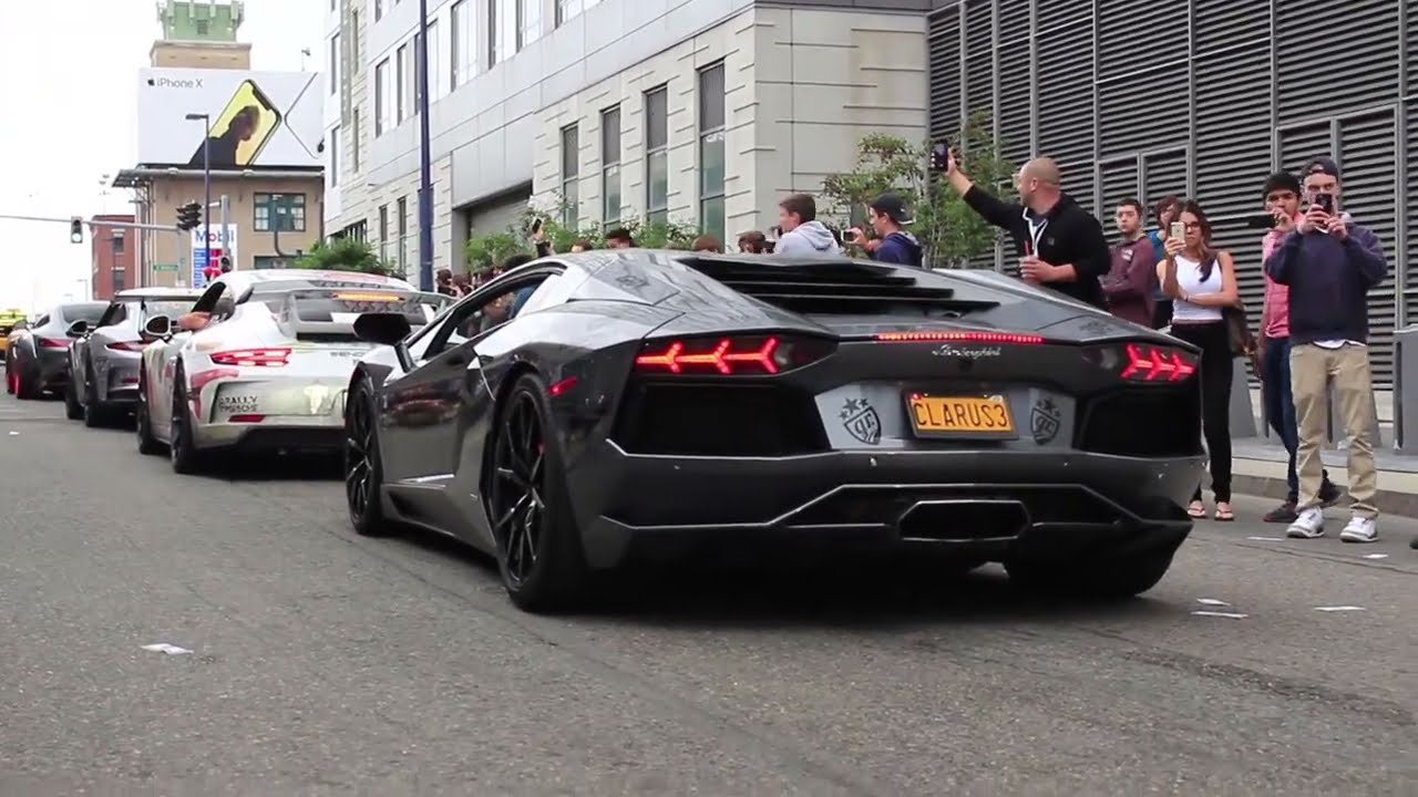 Exotic Car Convoy and Accelerations - McLaren 675 LT, Huracan Performante, Aventador SV + More
