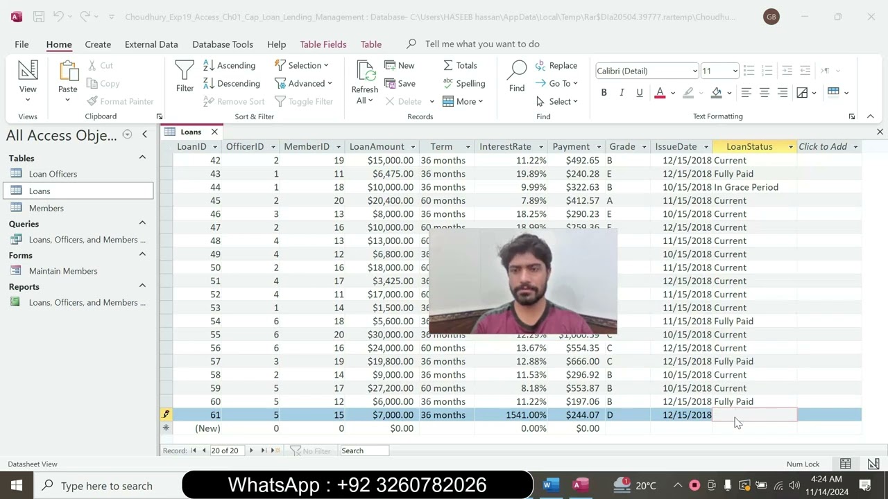 Exp19_Access_Ch01_Cap - Loan Lending Management 1.0 | Access Chapter 1 Loan Lending Management