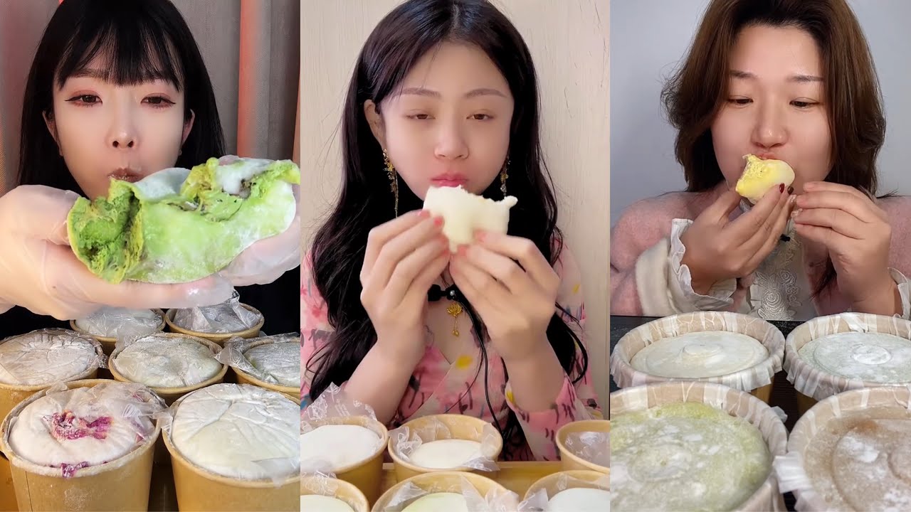 ASMR Mukbang Matcha Mochi & Cream Dessert Cups – Sweet Chewy Eating Sounds
