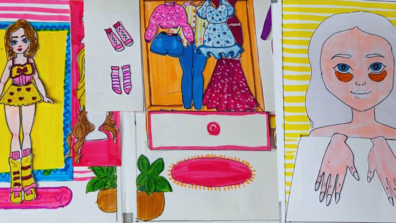 🎀Paper Diy🎀Paper doll play book ....makeup and nail 💅... tutorial/ Satisfying ASMR 😍