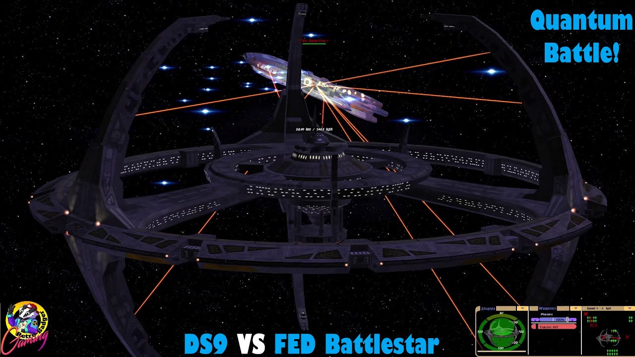 Federation Battlestar VS Quantum Torp Deep Space Nine - Star Trek Ship Battles Bridge Commander