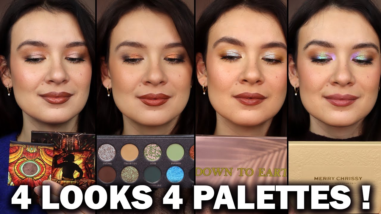4 LOOKS 4 PALETTES : FANTASY COSMETICA ARITFICER, KRYPTEIN BURNT FOREST, SIMPLY POSH DOWN TO EARTH