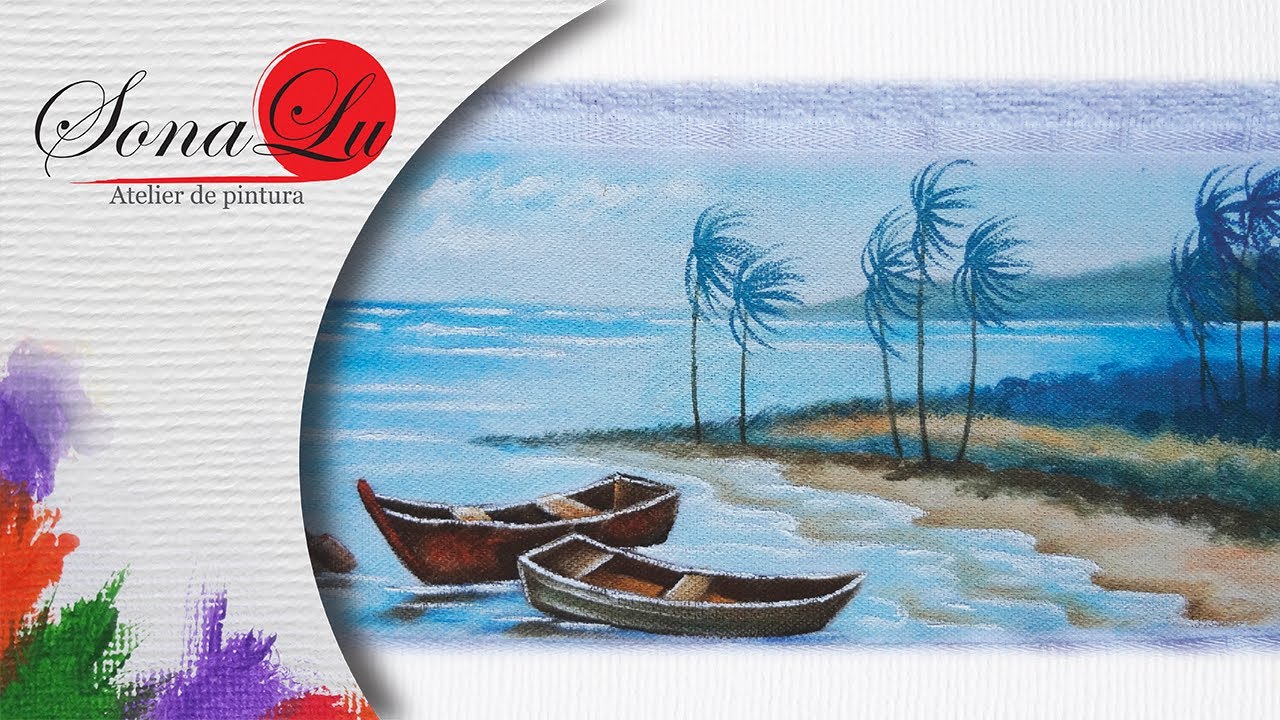 Aula 88 - Barcos e Praia em Toalha de Lavabo