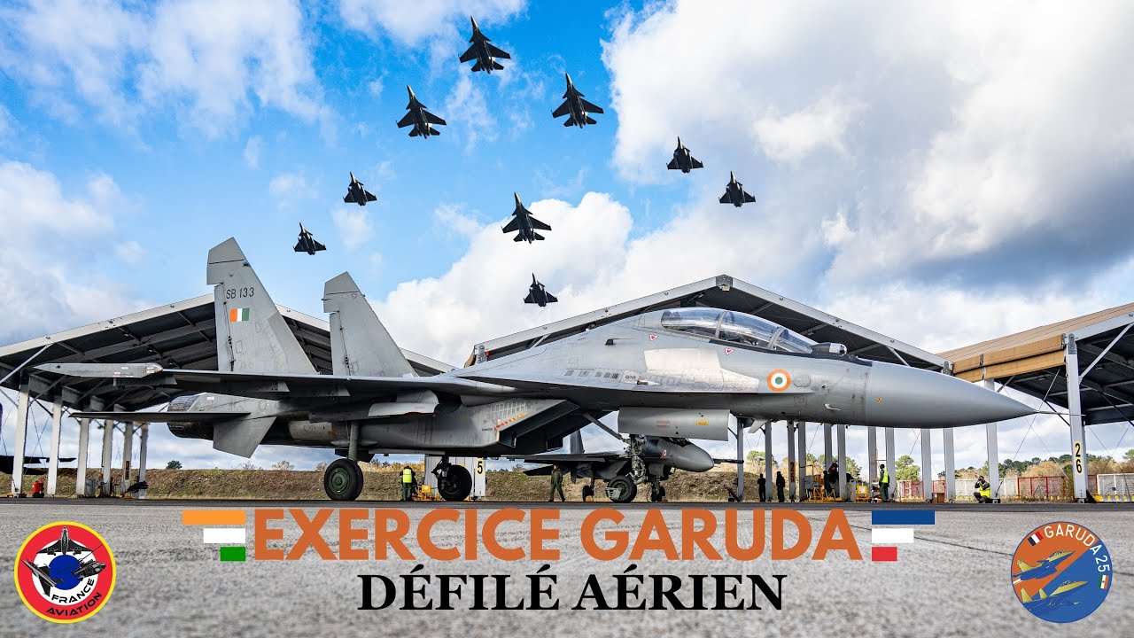 GARUDA 25 DÉFILÉ AÉRIEN 4 SU 30 MKI & 5 RAFALE  RETOUR DES AVIONS  26/11/25 BA 118 MONT DE MARSAN