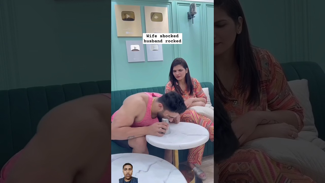 Wife Shocked Husband Rocked 😎 #react #funny #comedy #reaction